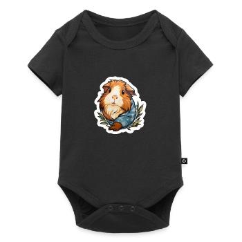 Guinea pig with snowsuit - Baby Premium short-sleeve bodysuit - black - Front