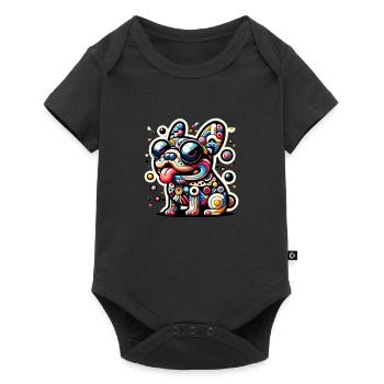 Frenchie bunt - Baby Premium Kurzarmbody - Schwarz - Vorne