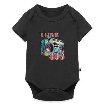 80 ' s Party Outfit Costume rétro Vintage - Body à manches courtes Premium Bébé - noir - Devant