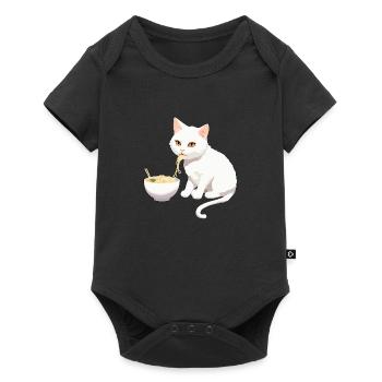 Chat qui mange des ramens #1 - Body à manches courtes Premium Bébé - noir - Devant