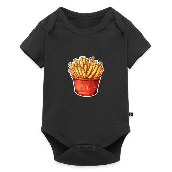 Pommes Portion - Baby Premium Kurzarmbody - Schwarz - Vorne