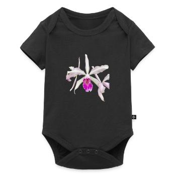 Cattleya Hybride Weiß Pink Blüte Orchideenblüte - Baby Premium Kurzarmbody - Schwarz - Vorne