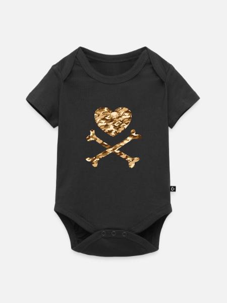 Piratenherz Camo Sand - Baby Premium Kurzarmbody - Schwarz