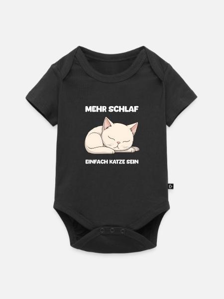 Schlafende süße Katze - Baby Premium Kurzarmbody - Schwarz