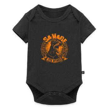Savage Dobermann Design Fierce Loyal Defender Hund - Baby Premium Kurzarmbody - Schwarz - Vorne