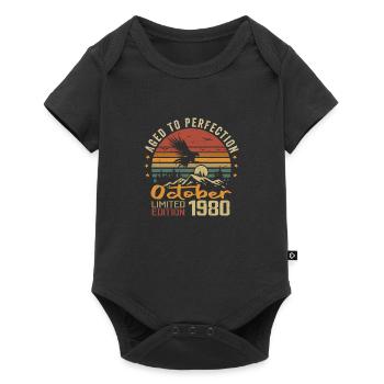 Vintage October 1980 - Retro October 1980 Gift - Baby Premium short-sleeve bodysuit - black - Front