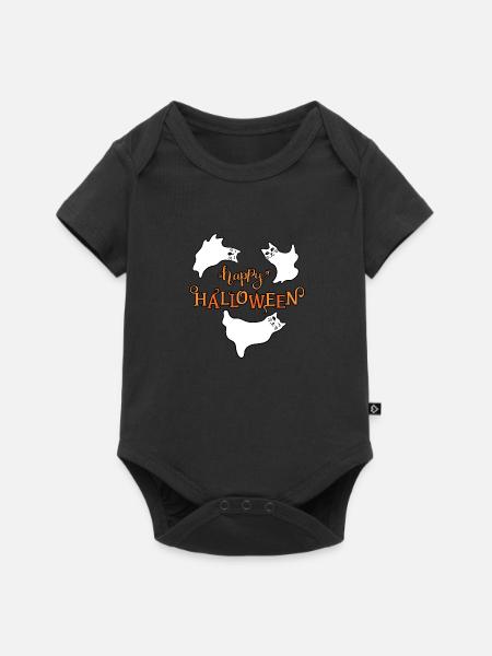happy halloween ghost kitten - Baby Premium Kurzarmbody - Schwarz
