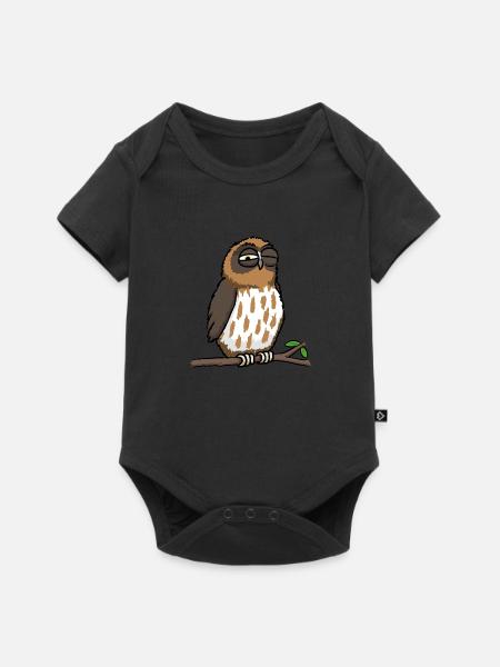 Schläfrige Eule - Baby Premium Kurzarmbody - Schwarz