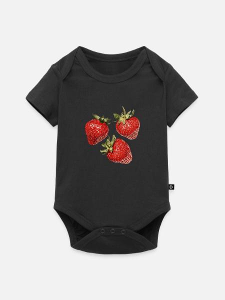 Erdbeeren - Baby Premium Kurzarmbody - Schwarz