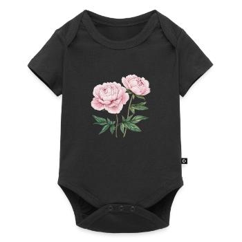 2 peonies - Baby Premium short-sleeve bodysuit - black - Front