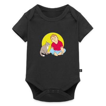 Garçon parlant au chat - Body à manches courtes Premium Bébé - noir - Devant