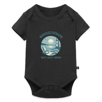 Nordseetherapie - Watt hilft immer - Baby Premium Kurzarmbody - Schwarz - Vorne