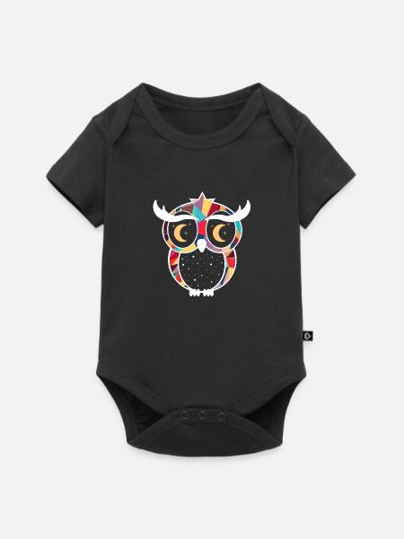 Eule (Bunt, abstrakt) - Baby Premium Kurzarmbody - Schwarz