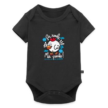 ma poule fonce - Body à manches courtes Premium Bébé - noir - Devant