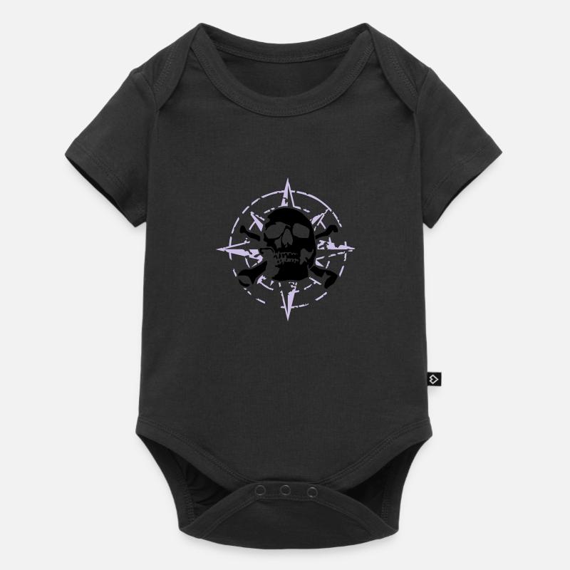 windrose_skull_02_d_3c - Baby Premium Kurzarmbody - Schwarz