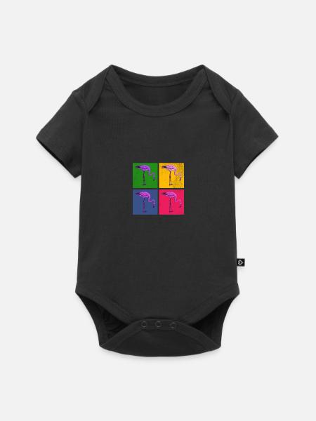 Flamingo - Baby Premium Kurzarmbody - Schwarz