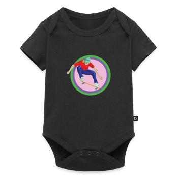 Skateboard Skater Halfpipe Stunt Backflip Board - Baby Premium short-sleeve bodysuit - black - Front