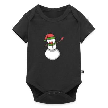 Snowman dabbing hip hop gift Christmas - Baby Premium short-sleeve bodysuit - black - Front