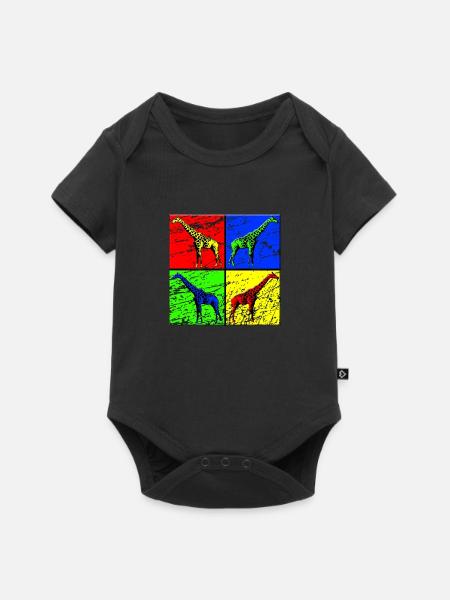 Giraffe - Baby Premium Kurzarmbody - Schwarz