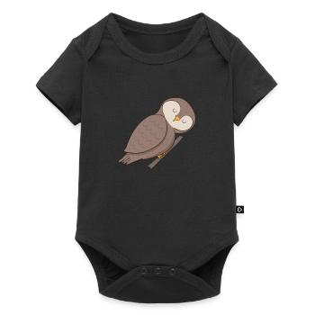Eule Uhu - Baby Premium Kurzarmbody - Schwarz - Vorne