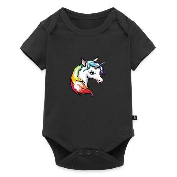 Colorful unicorn head - Baby Premium short-sleeve bodysuit - black - Front