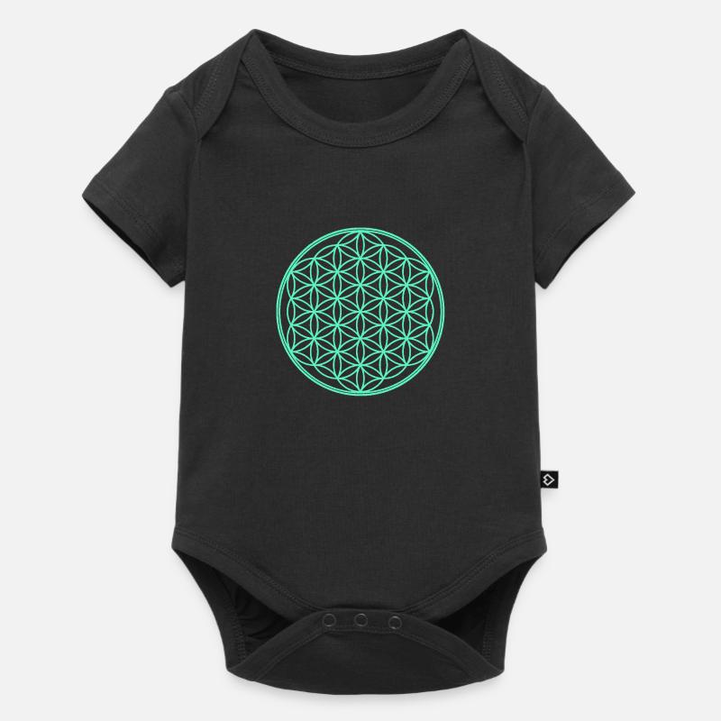 Fleur de vie bleue - Body à manches courtes Premium Bébé - noir