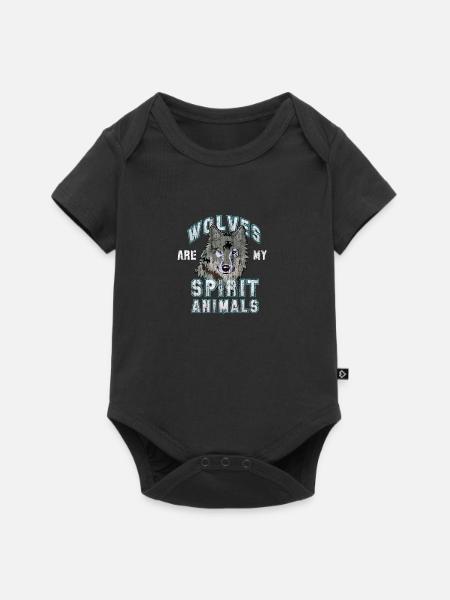 Wolf Wölfe - Baby Premium Kurzarmbody - Schwarz