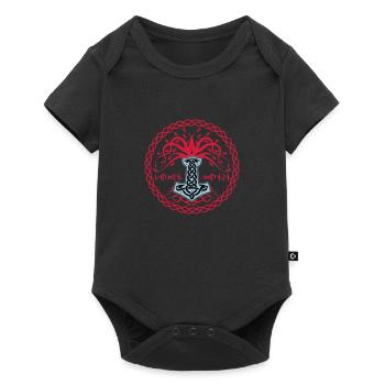 Hammer Mjolnir mit Hugin and Munin - Baby Premium Kurzarmbody - Schwarz - Vorne