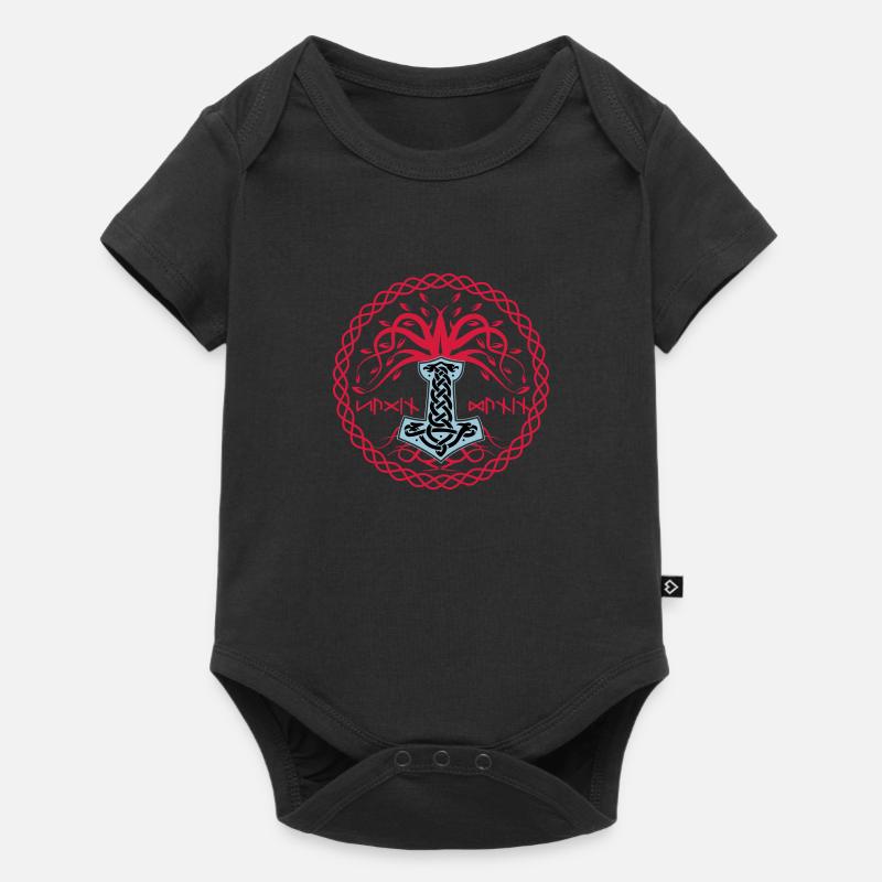 Hammer Mjolnir mit Hugin and Munin - Baby Premium Kurzarmbody - Schwarz