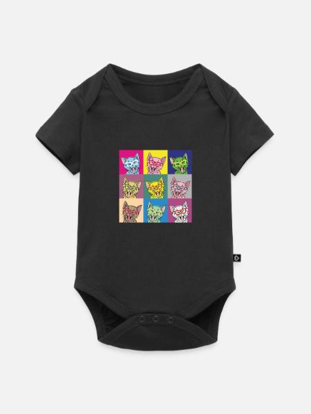Katzen Pop Art - Baby Premium Kurzarmbody - Schwarz