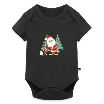 Skiing Christmas Santa Claus Christmas Trees - Baby Premium short-sleeve bodysuit - black - Front