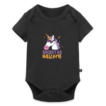 Unicorn Rainbow Rocker - Baby Premium short-sleeve bodysuit - black - Front