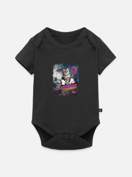 Weltraum Katze - Baby Premium Kurzarmbody - Schwarz