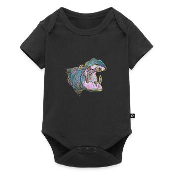 Nilpferd - Baby Premium Kurzarmbody - Schwarz - Vorne