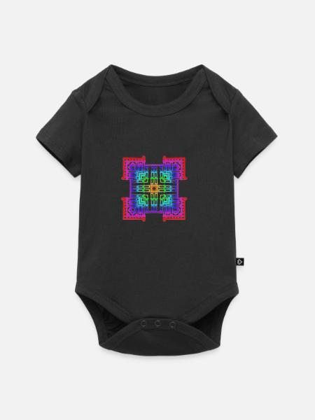 regenbogen geomertische figur - Baby Premium Kurzarmbody - Schwarz