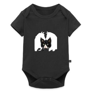 Chat de chat et de cheval cadeau - Body à manches courtes Premium Bébé - noir - Devant