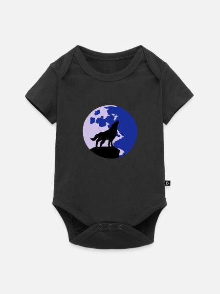 Wolf und Vollmond - Baby Premium Kurzarmbody - Schwarz