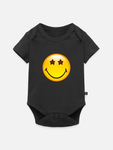 Smiley Glossy Stars - Baby Premium Kurzarmbody - Schwarz