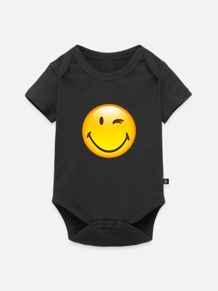 Smiley Glossy Happy Blink - Premium kortermet body for barn - svart