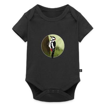 jz.birds woodpecker bird design illustration - Baby Premium short-sleeve bodysuit - black - Front