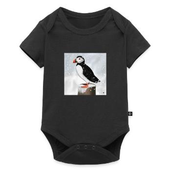 Macareux peint dans la conception d'oiseaux de neige - Body à manches courtes Premium Bébé - noir - Devant