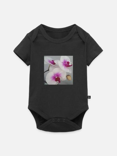Orchidee - Baby Premium Kurzarmbody - Schwarz
