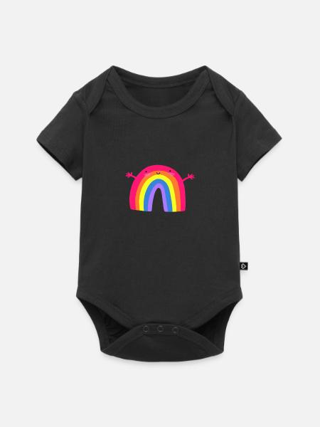 Nette Regenbogenumarmung - Baby Premium Kurzarmbody - Schwarz