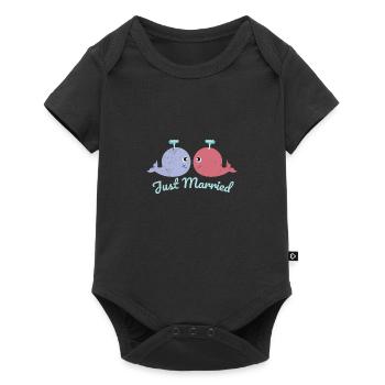 Fisch Zwei Wale haben gerade geheiratet Geschenk - Baby Premium Kurzarmbody - Schwarz - Vorne