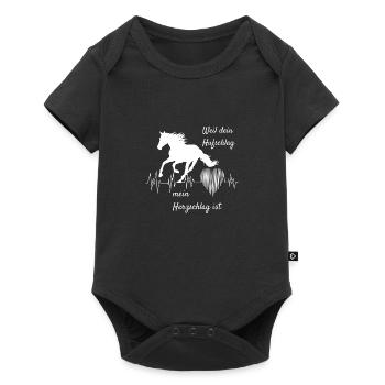 Herzschlag Hufschlag Pferde Pferd reiten Geschenk - Baby Premium Kurzarmbody - Schwarz - Vorne