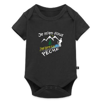 Je m'en fous j'me barre à la pêche, humour, cadeau - Body à manches courtes Premium Bébé - noir - Devant
