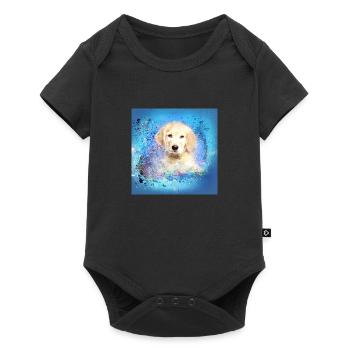 Labrador, chien, illustration, chiot, golden retriever - Body à manches courtes Premium Bébé - noir - Devant