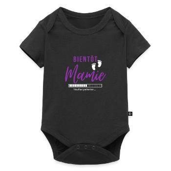Bientôt mamie cadeau humour grand mère - Body à manches courtes Premium Bébé - noir - Devant