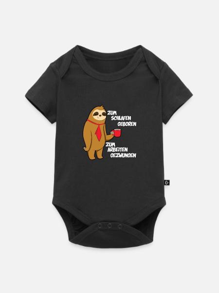 Zum Schlafen geboren Faultier - Baby Premium Kurzarmbody - Schwarz