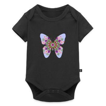 butterfly and flowers - Baby Premium short-sleeve bodysuit - black - Front